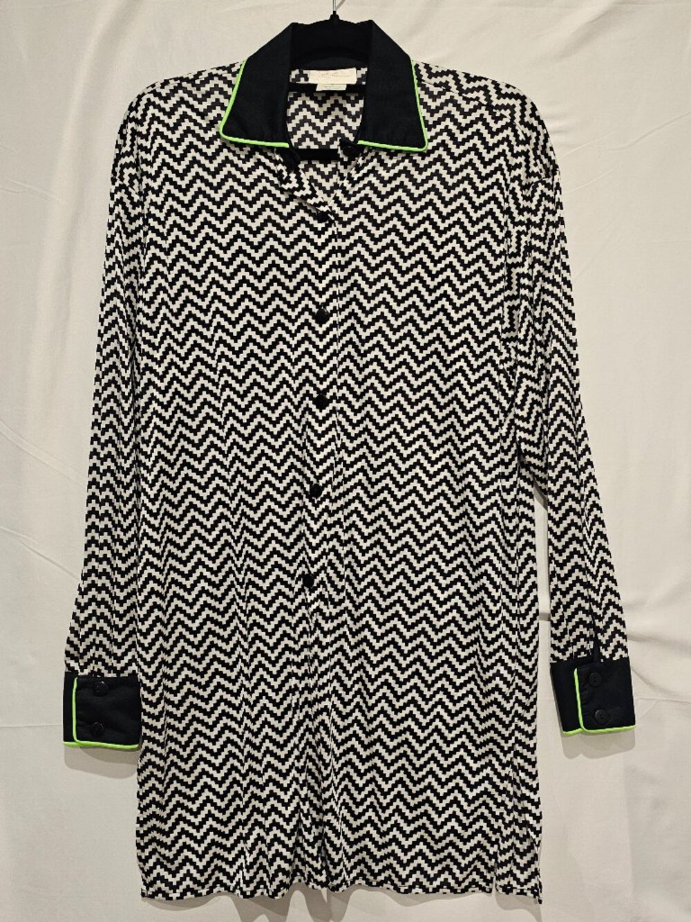 Vintage Gottex Women's Chevron Top Black White Relaxed Fit Resort Wear Size S